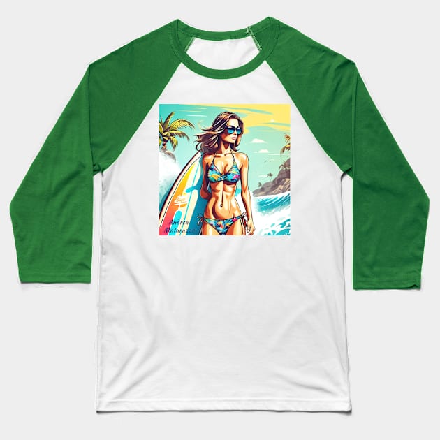 Girl Action Surf Baseball T-Shirt by Andrea Matarazzo